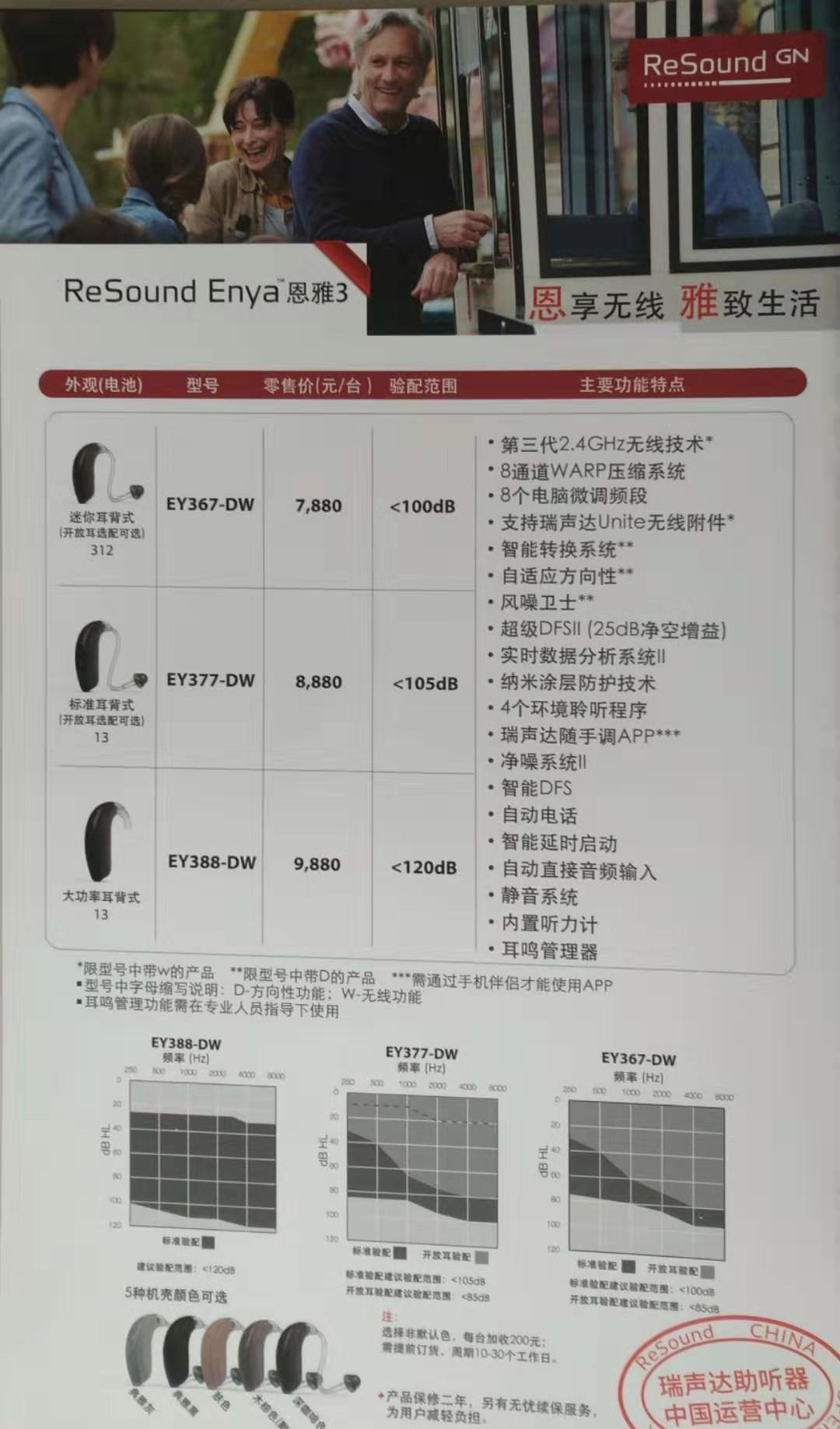 济南瑞声达助听器恩雅3助听器价格表